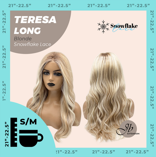 JBEXTENSION 22 Inches Long Blonde Pre-Cut Snowflake Lace Frontlace Glueless Wig TERESA LONG BLONDE【PERMATEASE】【BENDY EAR TABS】- S/M Alexwigs