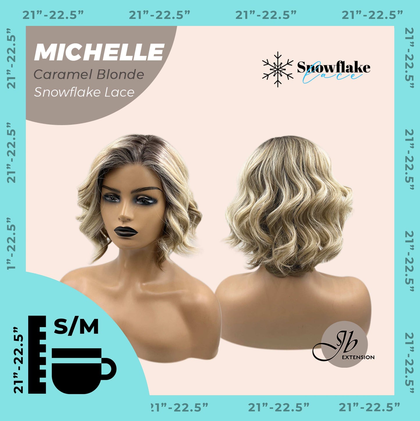 [PRE-ORDER] JBEXTENSION 10 Inches Caramel Blonde Pre-Cut Side Part Snowflake Lace Frontlace Glueless Wig MICHELLE CARAMEL BLONDE【BENDY EAR TABS】- S/M Alexwigs