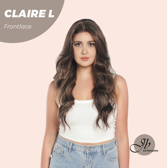 JBEXTENSION 26 Inches Body Wave Brown With Highlight Pre-Cut Frontlace Glueless Wig CLAIRE LACE L Alexwigs