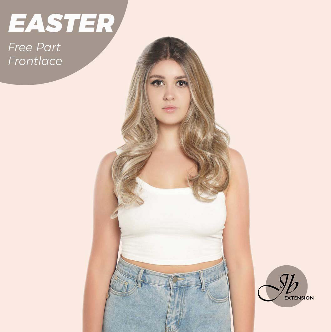 JBEXTENSION 25 Inches Mix Blonde Curly Free Part Pre-Cut Frontlace Glueless Wig EASTER Alexwigs