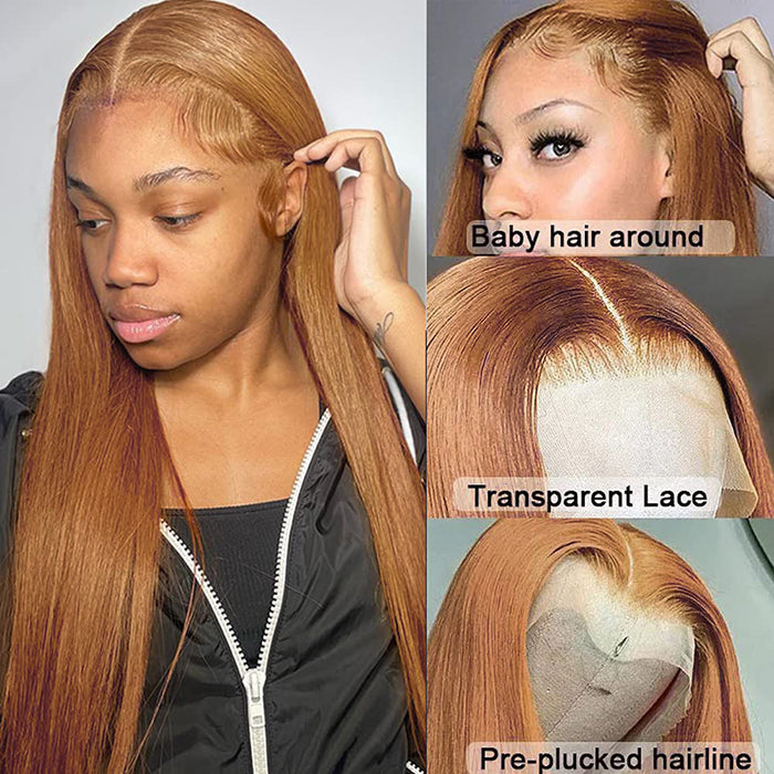 #30 Light Auburn Brown Wigs Straight & Body Wave Colored Human Hair Wigs 13*4 HD Lace Wigs Alexwigs