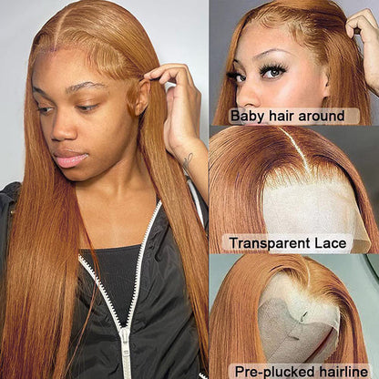 #30 Light Auburn Brown Wigs Straight & Body Wave Colored Human Hair Wigs 13*4 HD Lace Wigs Alexwigs