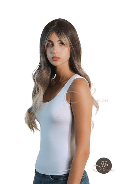 JBEXTENSION 25 Inches Balayage With Dark Root Curly Wig With Bangs DELLA Alexwigs