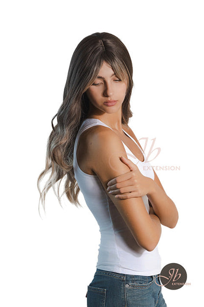 JBEXTENSION 25 Inches Balayage With Dark Root Curly Wig With Bangs DELLA Alexwigs