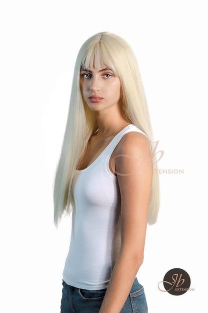 JBEXTENSION 22 Inches Light Blonde Straight Wig With Full Bangs JANETH Alexwigs