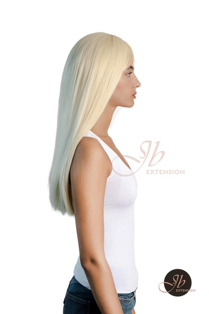 JBEXTENSION 22 Inches Light Blonde Straight Wig With Full Bangs JANETH Alexwigs
