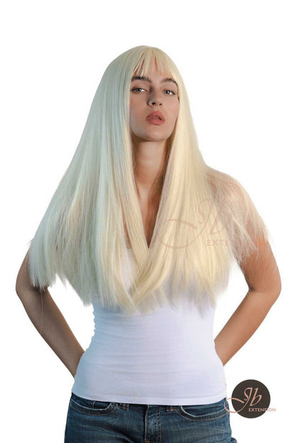 JBEXTENSION 22 Inches Light Blonde Straight Wig With Full Bangs JANETH Alexwigs
