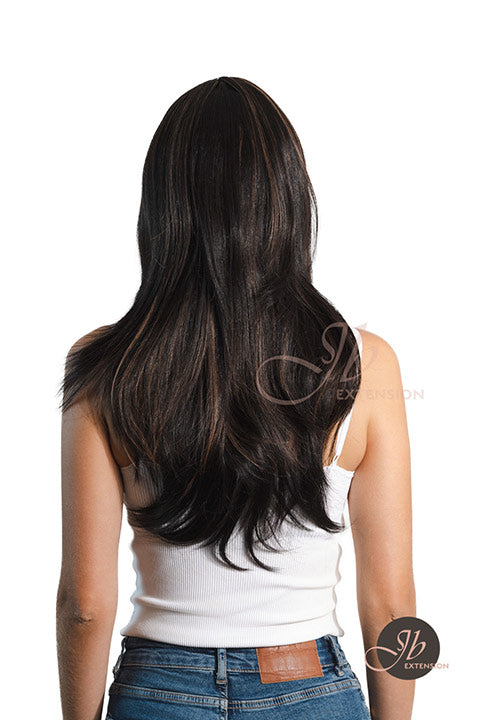 JBEXTENSION 24 Inches Wolf Cut Black Women Wig With Bangs TASHA BLACK Alexwigs