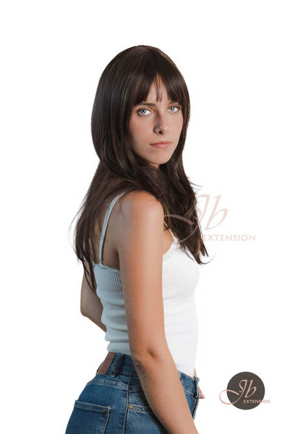 JBEXTENSION 24 Inches Wolf Cut Brown Women Wig With Bangs TASHA BROWN Alexwigs