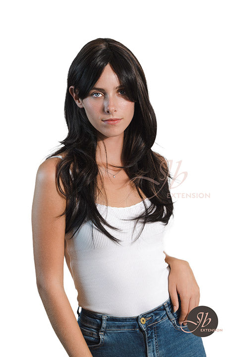 JBEXTENSION 24 Inches Wolf Cut Black Women Wig With Bangs TASHA BLACK Alexwigs