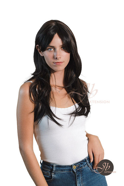 JBEXTENSION 24 Inches Wolf Cut Black Women Wig With Bangs TASHA BLACK Alexwigs