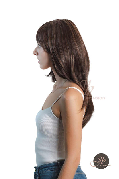 JBEXTENSION 24 Inches Wolf Cut Brown Women Wig With Bangs TASHA BROWN Alexwigs