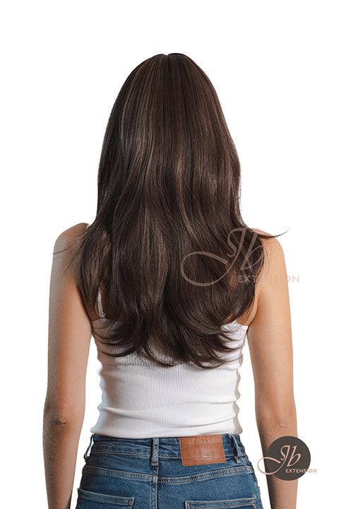 JBEXTENSION 24 Inches Wolf Cut Brown Women Wig With Bangs TASHA BROWN Alexwigs