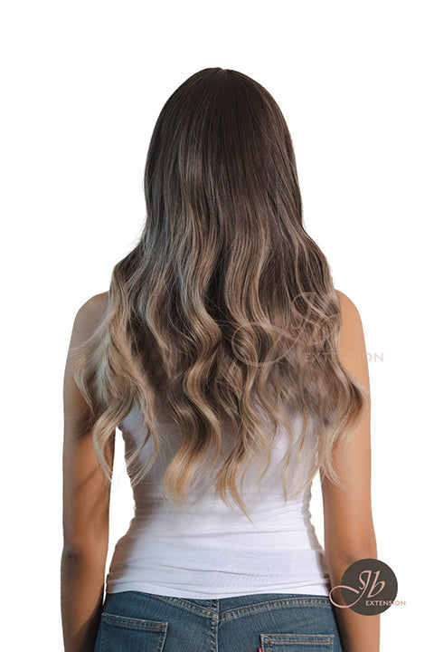 JBEXTENSION 25 Inches Balayage With Dark Root Curly Wig With Bangs DELLA Alexwigs