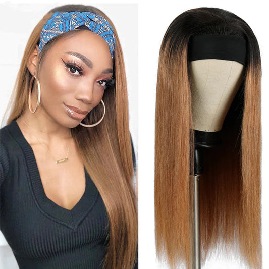 #30 Chestnut Brown Headband Wigs Straight/Body Wave Human Hair Half Wigs with Various Headbands Alexwigs