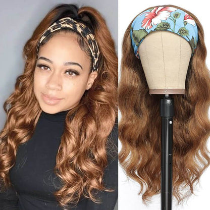 #30 Chestnut Brown Headband Wigs Straight/Body Wave Human Hair Half Wigs with Various Headbands Alexwigs