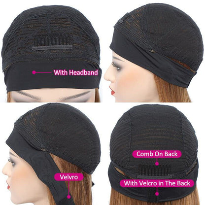 #30 Chestnut Brown Headband Wigs Straight/Body Wave Human Hair Half Wigs with Various Headbands Alexwigs