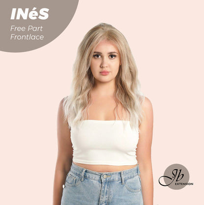 JBEXTENSION 22 Inches Peach Blonde Body Wave Pre-Cut Free Part Frontlae Glueless Wig INéS Alexwigs