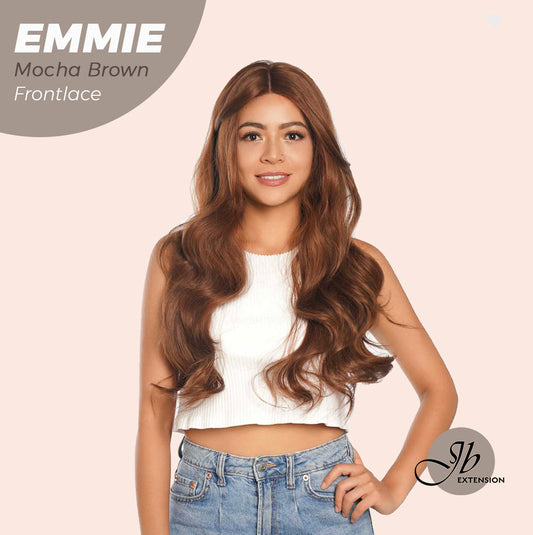 JBEXTENSION 26 Inches Curly Women Mocha Brown Wig Pre-Cut Frontlace Glueless Wig EMMIE MOCHA BROWN Alexwigs