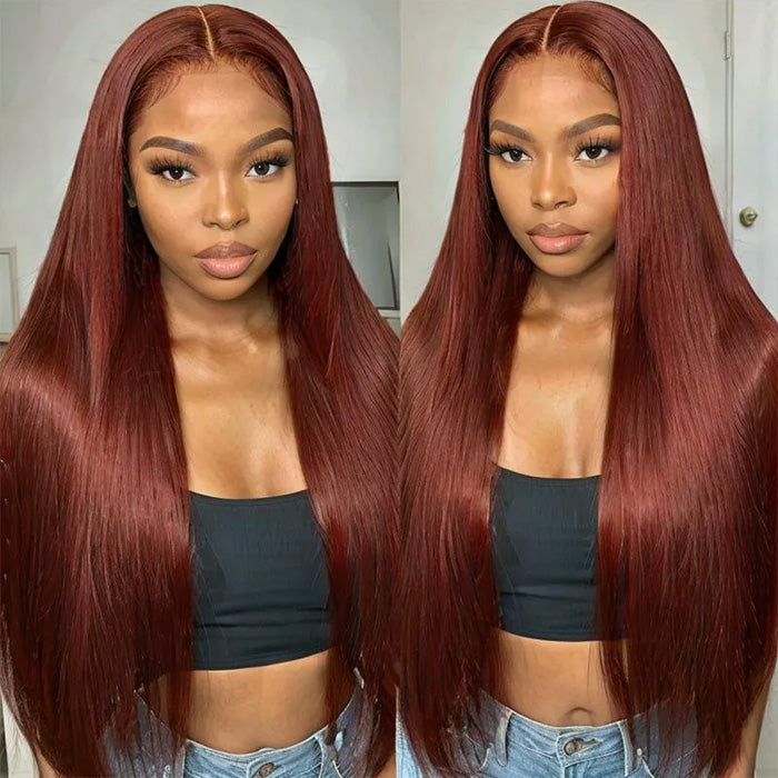 #33 Reddish Brown Color Glueless 8*5 Pre Cut HD Lace Closure Wigs Ready & Go Wig Alexwigs