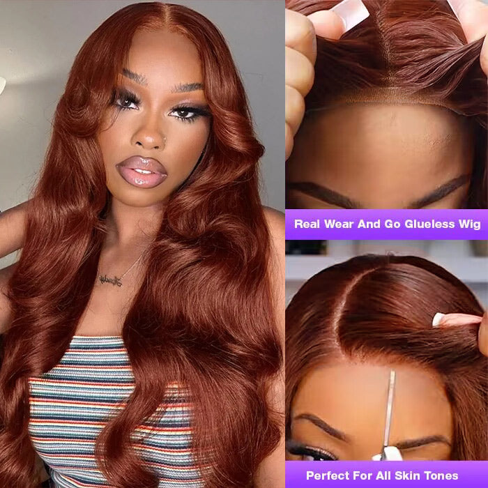 #33 Reddish Brown Color Glueless 8*5 Pre Cut HD Lace Closure Wigs Ready & Go Wig Alexwigs
