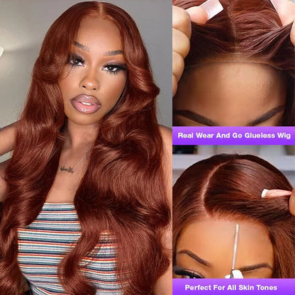 #33 Reddish Brown Color Glueless 8*5 Pre Cut HD Lace Closure Wigs Ready & Go Wig Alexwigs