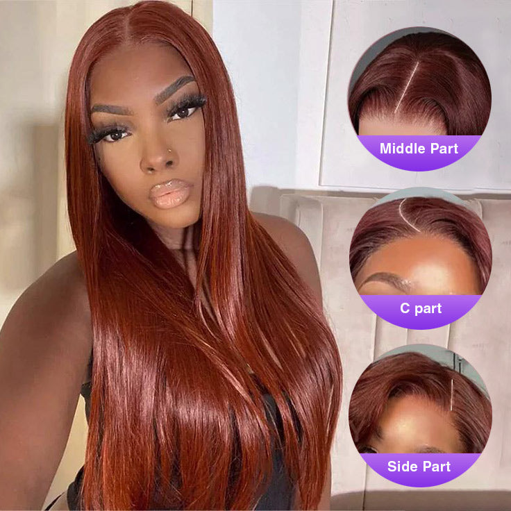 #33 Reddish Brown Color 8*5 Pre Cut HD Lace Closure Wigs Ready & Go Glueless Wig Beginner Friendly Alexwigs