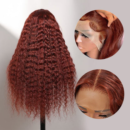 #33 Auburn Color Deep Wave 13x4/4x4 HD Lace Front Human Hair Wigs For Women High Quality Wigs Alexwigs