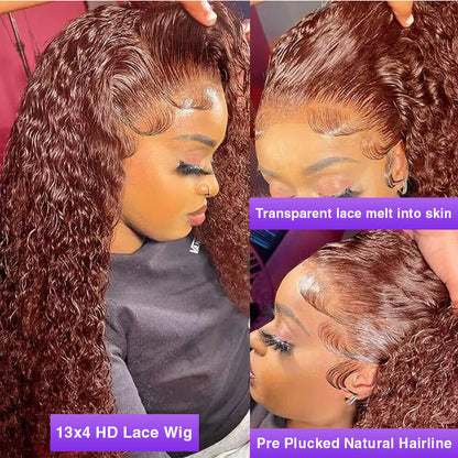 #33 Auburn Color Deep Wave 13x4/4x4 HD Lace Front Human Hair Wigs For Women High Quality Wigs Alexwigs
