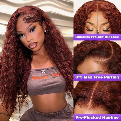 #33 Reddish Brown Glueless Ready & Go Wigs 8*5 Pre Cut Lace Closure Wigs Alexwigs