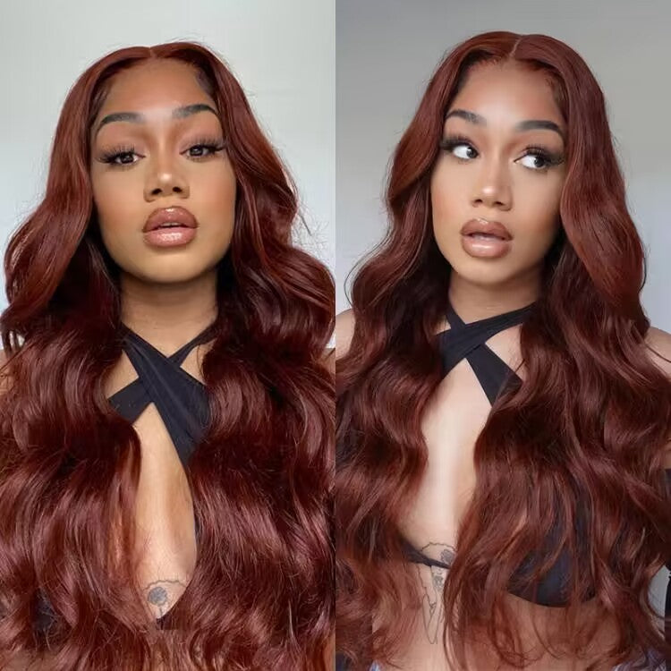 #33 Reddish Brown Color Glueless 8*5 Pre Cut HD Lace Closure Wigs Ready & Go Wig Alexwigs