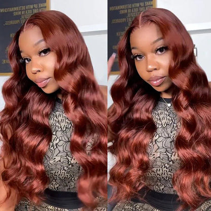 #33 Reddish Brown 5x5 HD Transparent Lace Pre Plucked Natural Hairline Human Hair Wigs Alexwigs