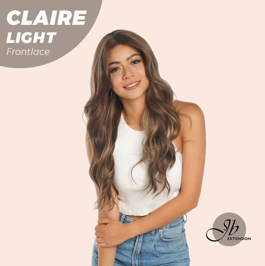 JBEXTENSION 24 Inches Body Wave Light Brown With Highlight Pre-Cut Frontlace Glueless Wig CLAIRE LIGHT Alexwigs