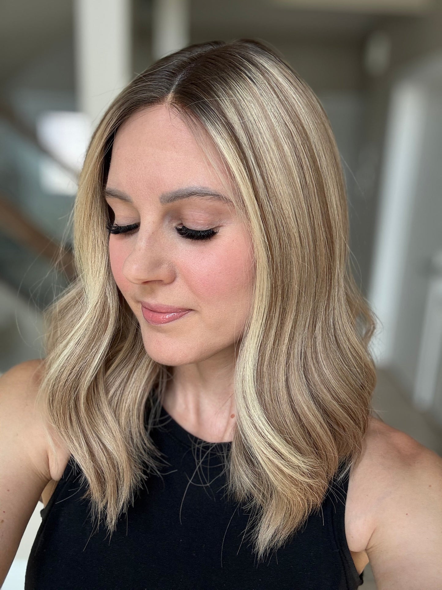 18" Olivia LOB Comfort Cap Silk Top Wig (S) Alexwigs