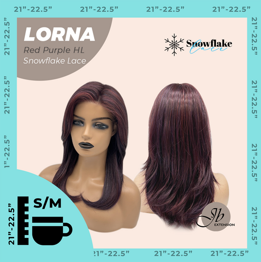 [PRE-ORDER] JBEXTENSION 18 Inches Red Purple Highlight Curly Pre-Cut Snowflake Lace Frontlace Glueless Wig LORNA SNOWFLAKE RED PURPLE HIGHLIGHT【PERMATEASE】【BENDY EAR TABS】 Alexwigs