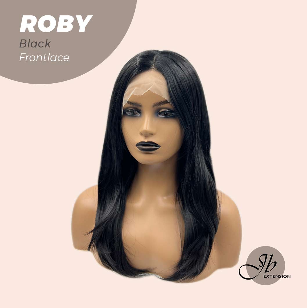 JBEXTENSION 22 Inches Jet Black Medium Length Women Frontlace Glueless Wig ROBY BLACK Alexwigs