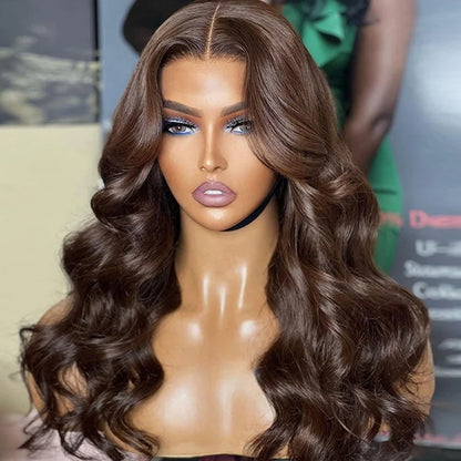 #4 Chocolate Brown Wig Straight & Body Wave 13x4 HD Lace Frontal Human Hair Wig Alexwigs