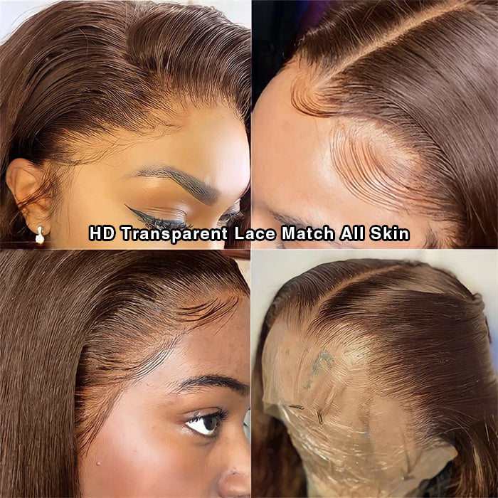 #4 Chocolate Brown Wig Straight & Body Wave 13x4 HD Lace Frontal Human Hair Wig Alexwigs