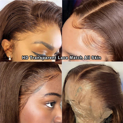 #4 Chocolate Brown Wig Straight & Body Wave 13x4 HD Lace Frontal Human Hair Wig Alexwigs