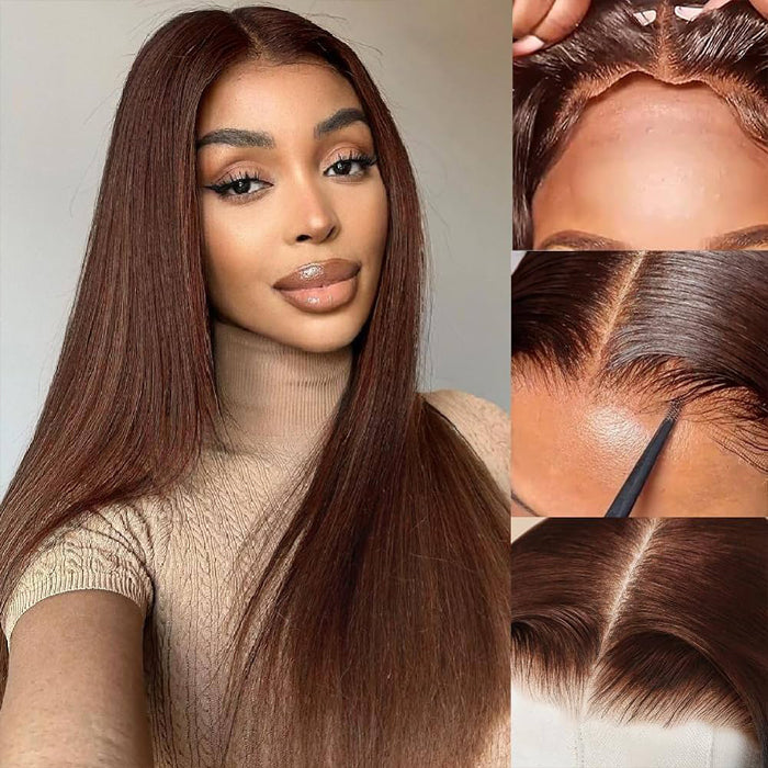 #4 Chocolate Brown Wig Straight & Body Wave 13x4 HD Lace Frontal Human Hair Wig Alexwigs