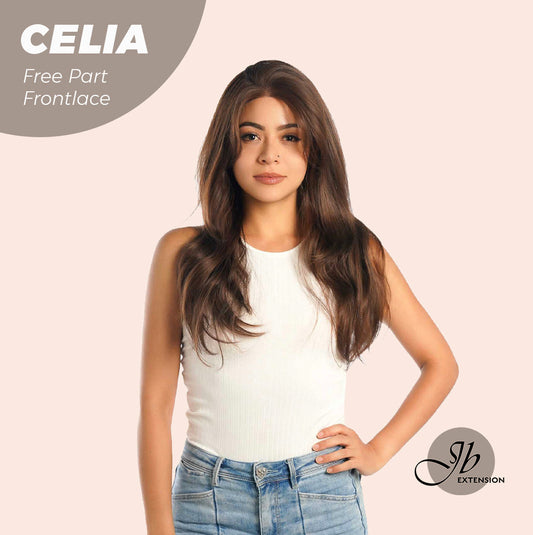 JBEXTENSION 22 Inches Mix Brown Curly Pre-Cut Frontace Wave Glueless Wig CELIA Alexwigs