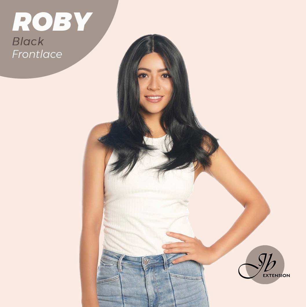 JBEXTENSION 22 Inches Jet Black Medium Length Women Frontlace Glueless Wig ROBY BLACK Alexwigs