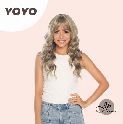 JBEXTENSION 22 Inches Grey Body Wave Wig With Full Bangs YOYO Alexwigs