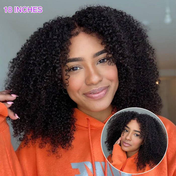 18" = $125 Glueless 4C Kinky Edge Afro Kinky Curly Human Hair Wig Pre Cut HD Lace Skin Melt Wigs Natural Hairline Alexwigs