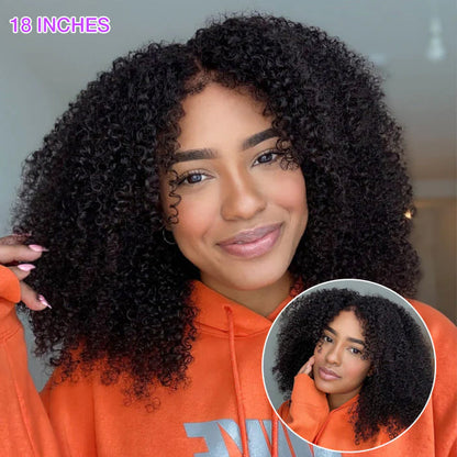 18" = $125 Glueless 4C Kinky Edge Afro Kinky Curly Human Hair Wig Pre Cut HD Lace Skin Melt Wigs Natural Hairline Alexwigs