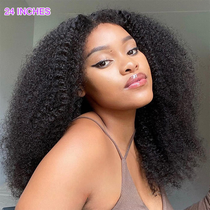 18" = $125 Glueless 4C Kinky Edge Afro Kinky Curly Human Hair Wig Pre Cut HD Lace Skin Melt Wigs Natural Hairline Alexwigs