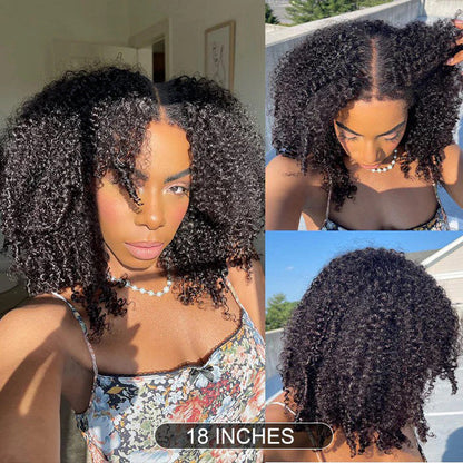 18" = $125 Glueless 4C Kinky Edge Afro Kinky Curly Human Hair Wig Pre Cut HD Lace Skin Melt Wigs Natural Hairline Alexwigs