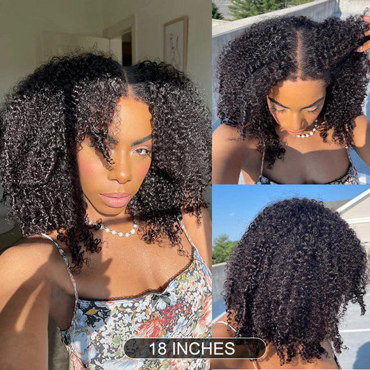 18" = $125 Glueless 4C Kinky Edge Afro Kinky Curly Human Hair Wig Pre Cut HD Lace Skin Melt Wigs Natural Hairline Alexwigs