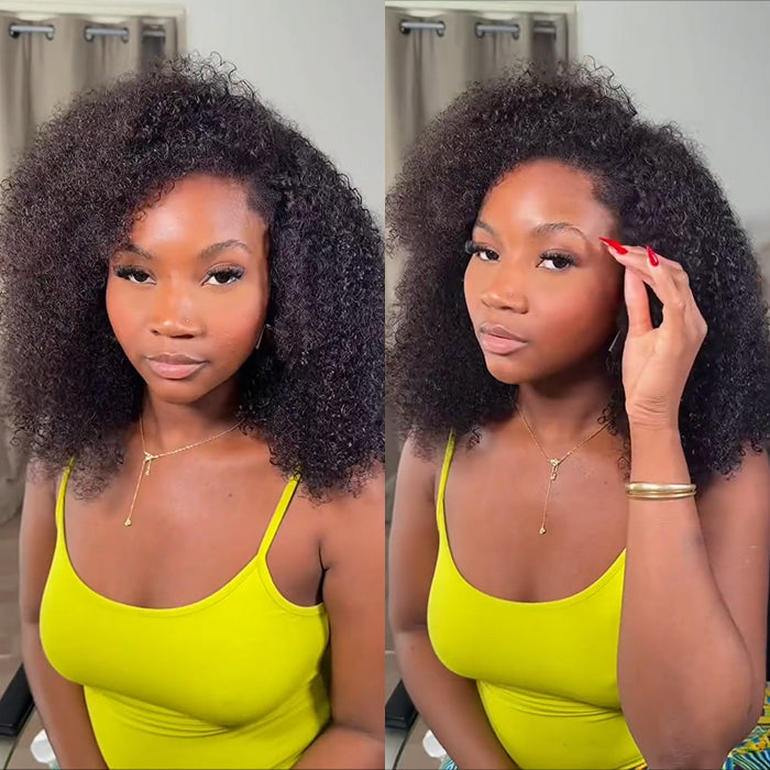 18" = $125 Glueless 4C Kinky Edge Afro Kinky Curly Human Hair Wig Pre Cut HD Lace Skin Melt Wigs Natural Hairline Alexwigs