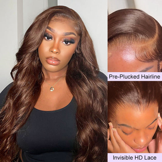 2 Wigs Set | #4 Brown Body Wave 13x4 HD Lace Frontal Wig & 8x5 HD Lace Bleached Knots Glueless Wig Alexwigs